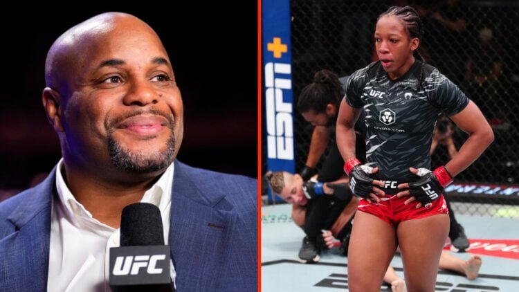 Daniel Cormier with a mic at UFC 281, Joselyne Edwards wins by KO at UFC Vegas 109