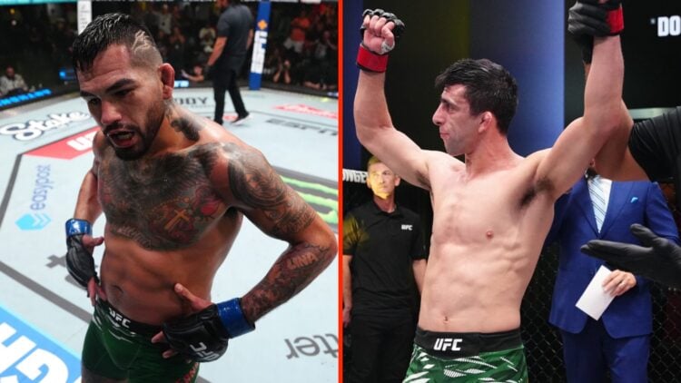 Anthony Hernandez celebrates his UFC Vegas 109 win split with Steve Erceg also celebrating his win at UFC Vegas 109