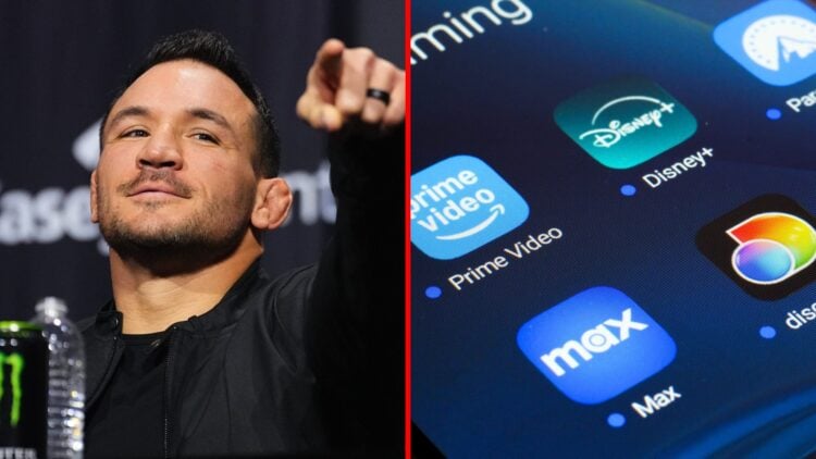 Split image of Michael Chandler and Photo illustration of streaming apps