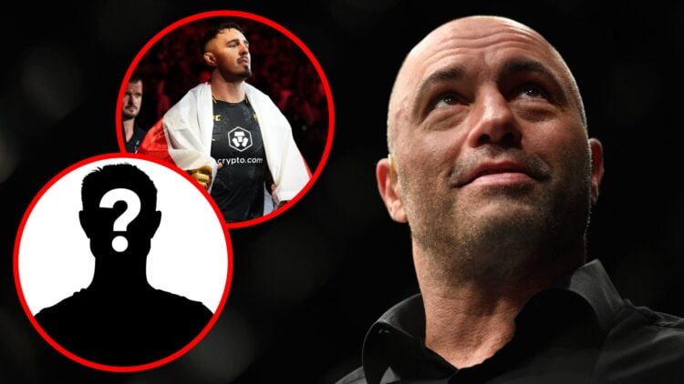Joe Rogan looks on during UFC 209 in Las Vegas, inset Tom Aspinall makes the walk to face Curtis Blaydes at UFC 304, mystery icon