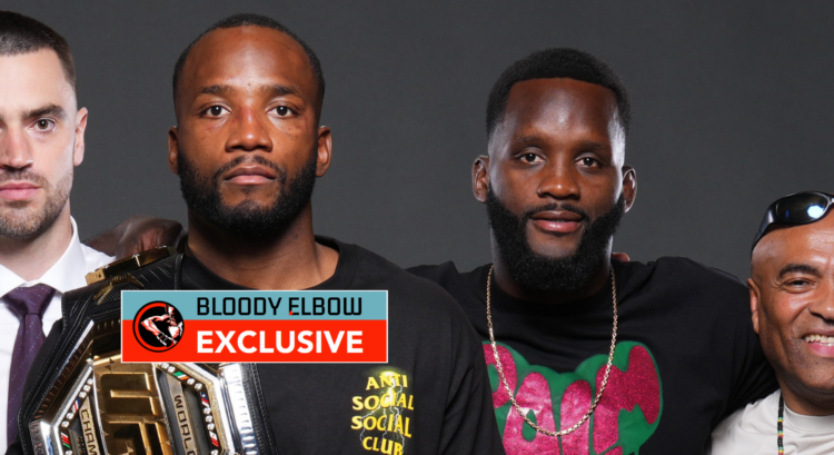 Leon Edwards and his brother Fabian, with overlay text reading: BLOODY ELBOW EXCLUSIVE